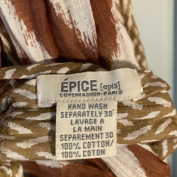 EPICE Scarf Copenhagen Paris Cotton Craftsman Handmade 77" Long Tribal Print - Picture 3 of 4